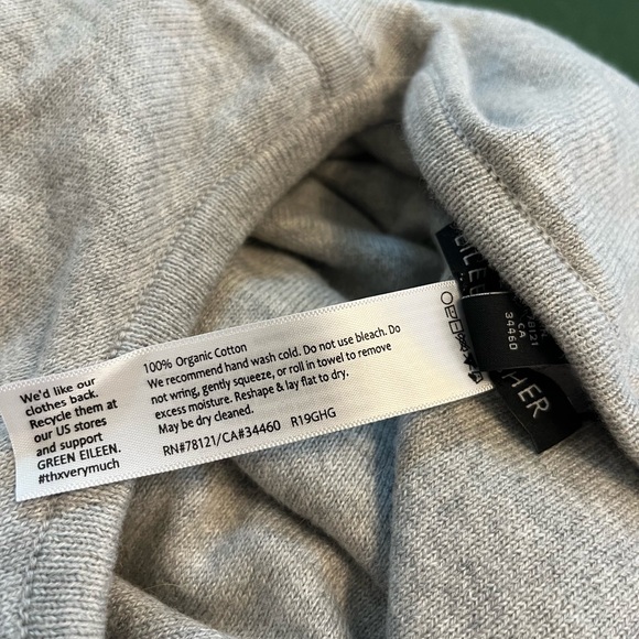 Eileen Fisher Grey and White Striped Organic Cotton Crewneck Sweater XL - Picture 6 of 8